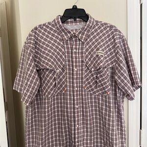 Men's Plaid Shirt - Red and White